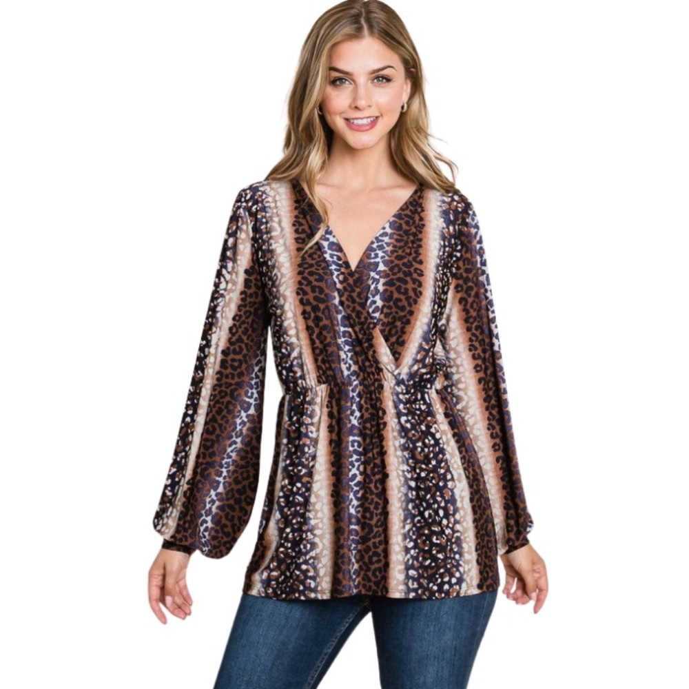 Sleek Wrap Animal Print Top